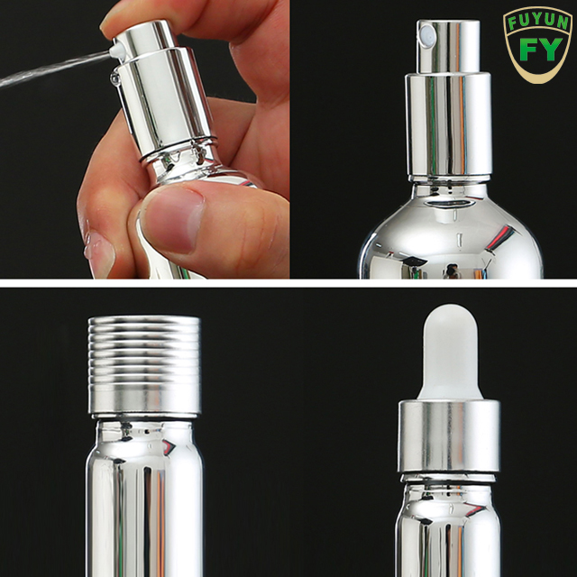 Fuyun in Stock New Design Perfume Diffuser Essential Oil Bottle Silver Color Glass Dropper Bottle