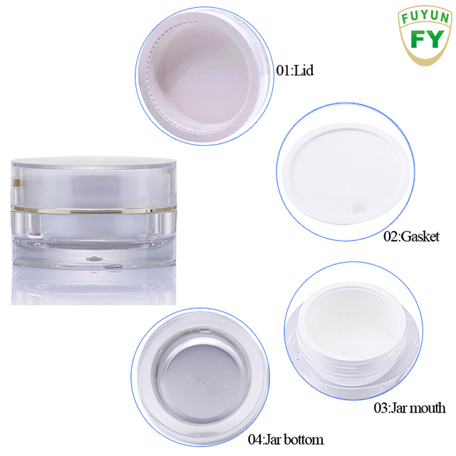 Fuyun luxury cosmetic packing jar clear acrylic cream container facial sleeping jar