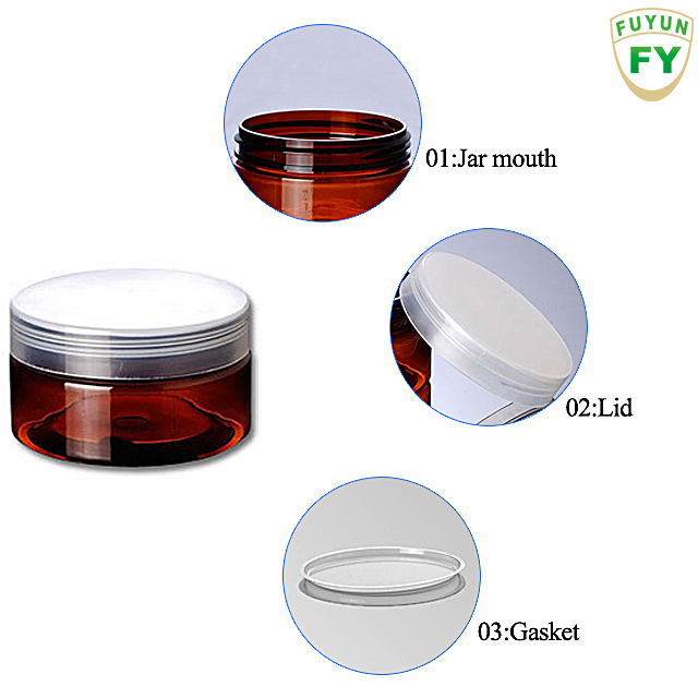 Fyun Amber frosted plastic PET cream jars amber cosmetic jars with inner seal