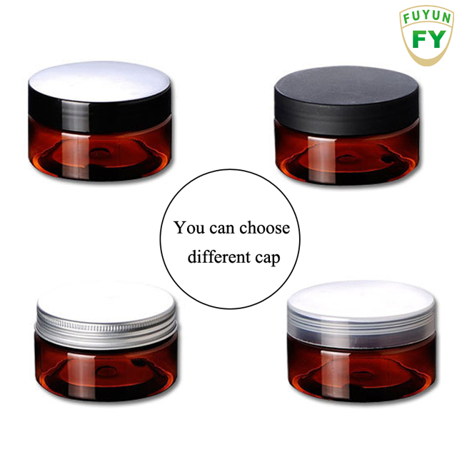 Fyun Amber frosted plastic PET cream jars amber cosmetic jars with inner seal