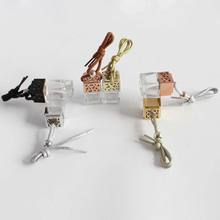 G105 Car Hanging Perfume Ornament Air Freshener Cube Empty Glass perfume Bottle package bottles