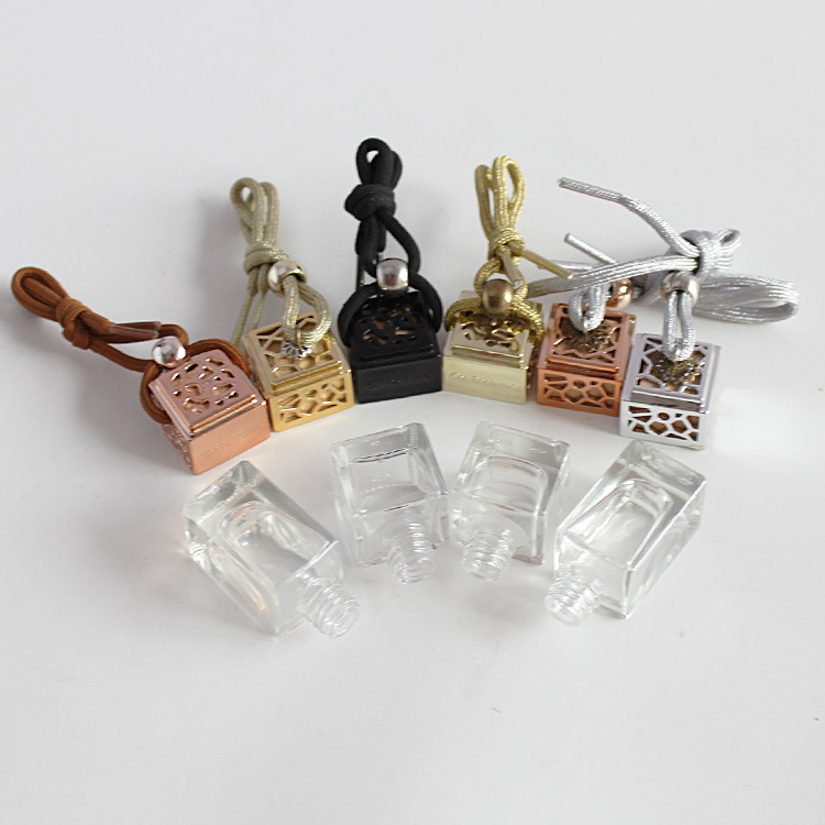 G105 Car Hanging Perfume Ornament Air Freshener Cube Empty Glass perfume Bottle package bottles
