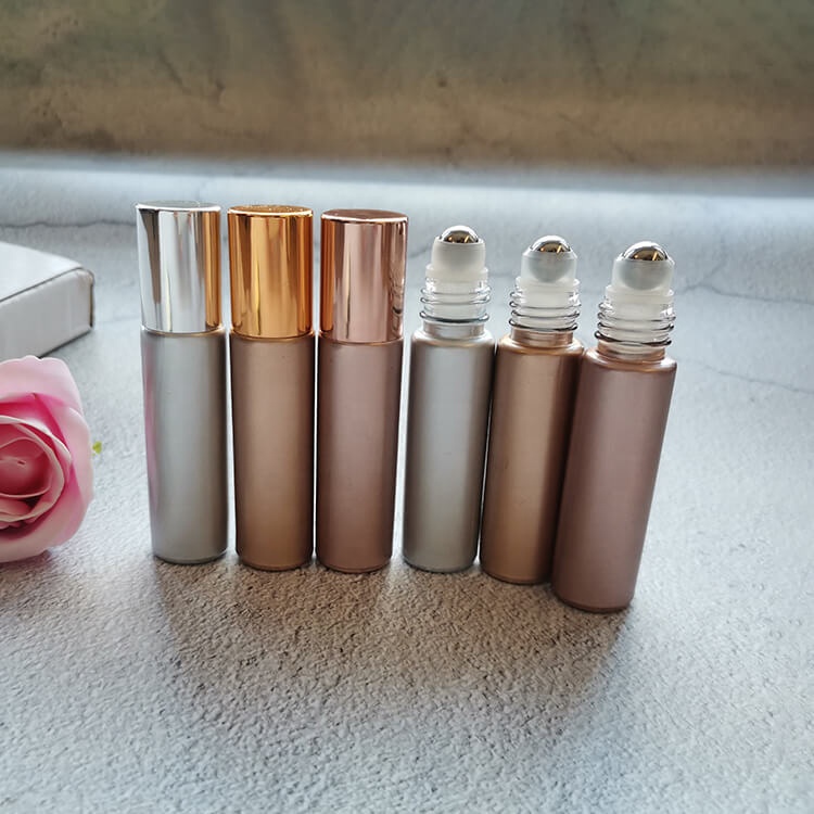 GLITTER 10ml Essential Oil Glass Roller Bottle in Gold Silver and Rose Gold