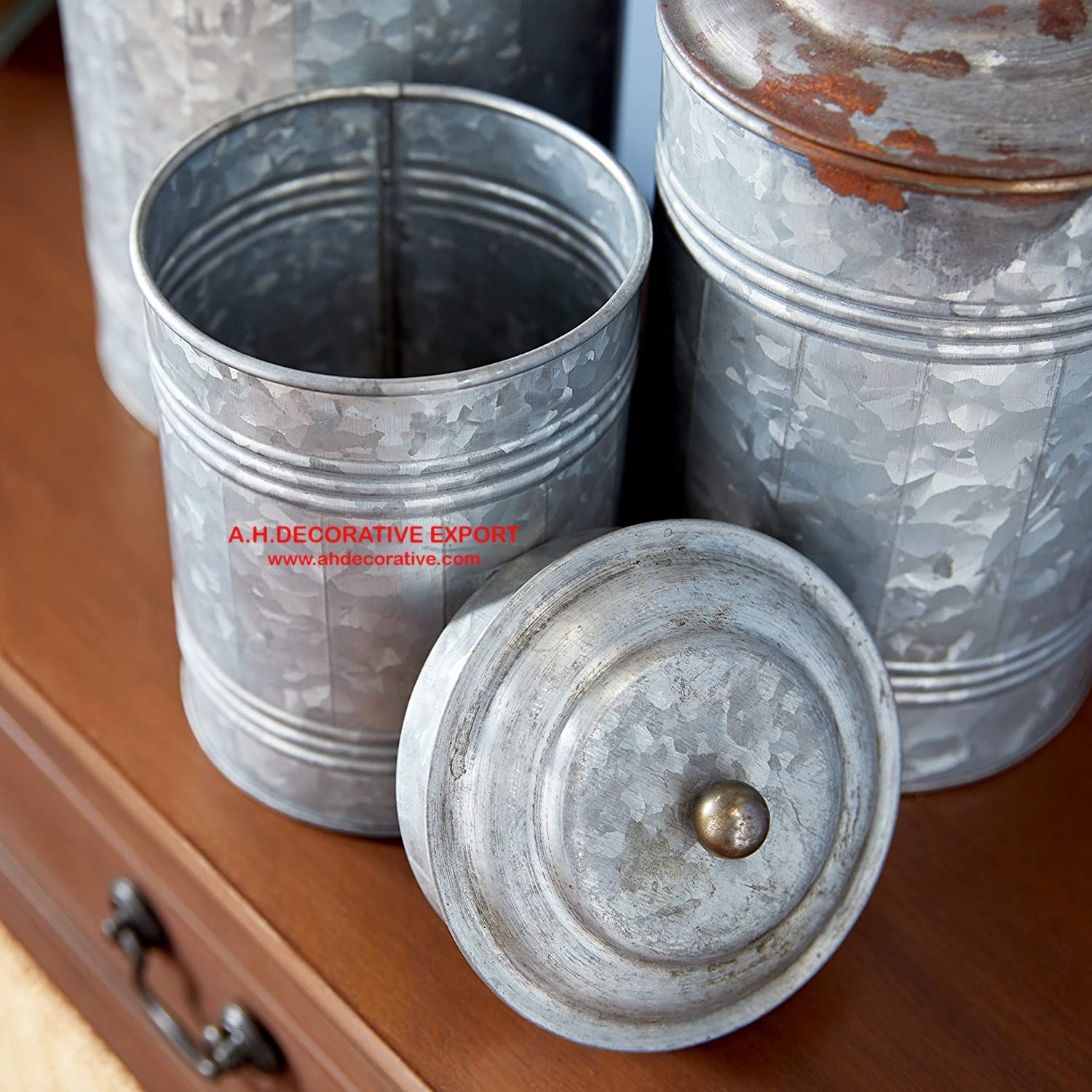 Galvanized Metal Canister for Kitchen