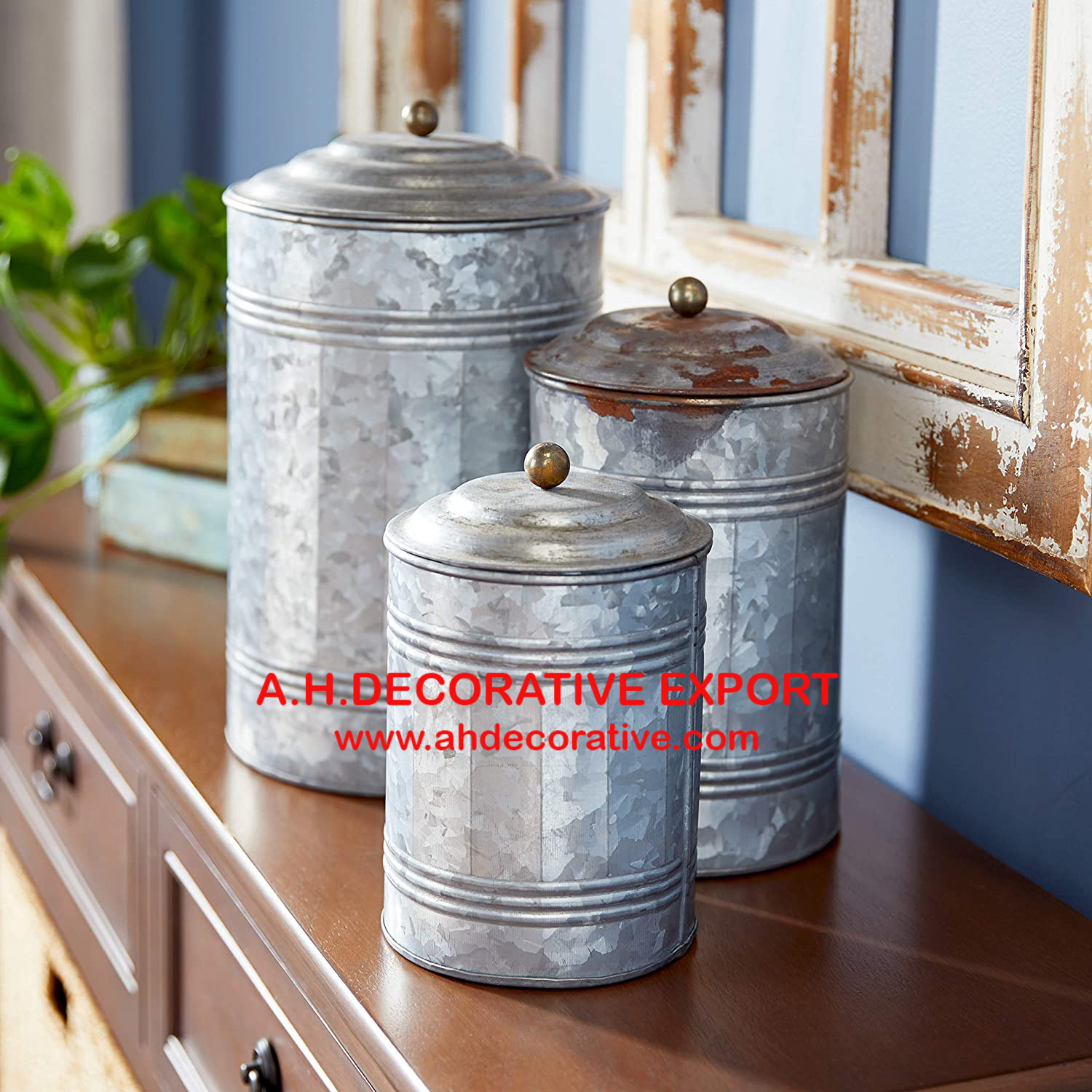 Galvanized Metal Canister for Kitchen