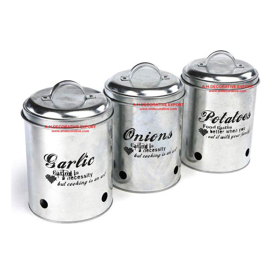 Galvanized Metal Canister for Kitchen