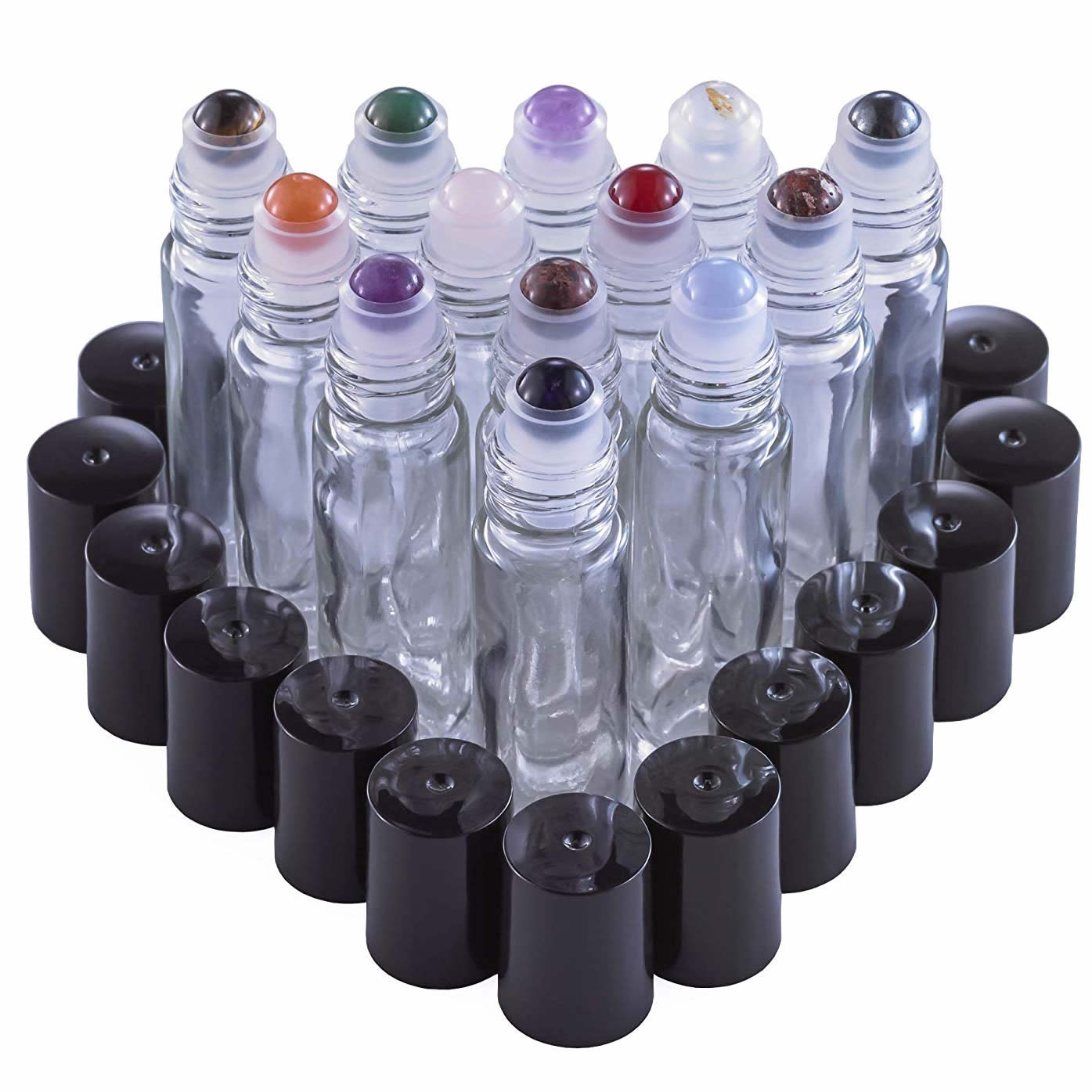 Gemstone Roller Bottle For Essential Oils Beautiful Glass Roller Bottles With Precious Gemstones and Crystals Tops