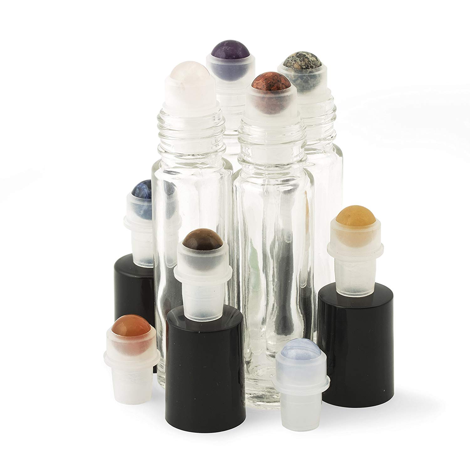 Gemstone Roller Bottle For Essential Oils Beautiful Glass Roller Bottles With Precious Gemstones and Crystals Tops