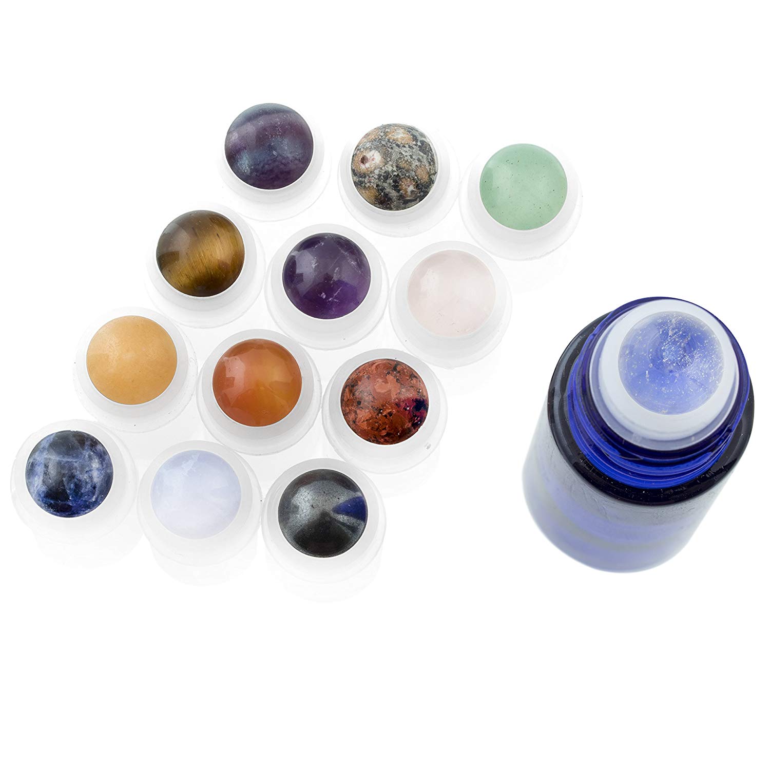 Gemstone Roller Bottle For Essential Oils Beautiful Glass Roller Bottles With Precious Gemstones and Crystals Tops
