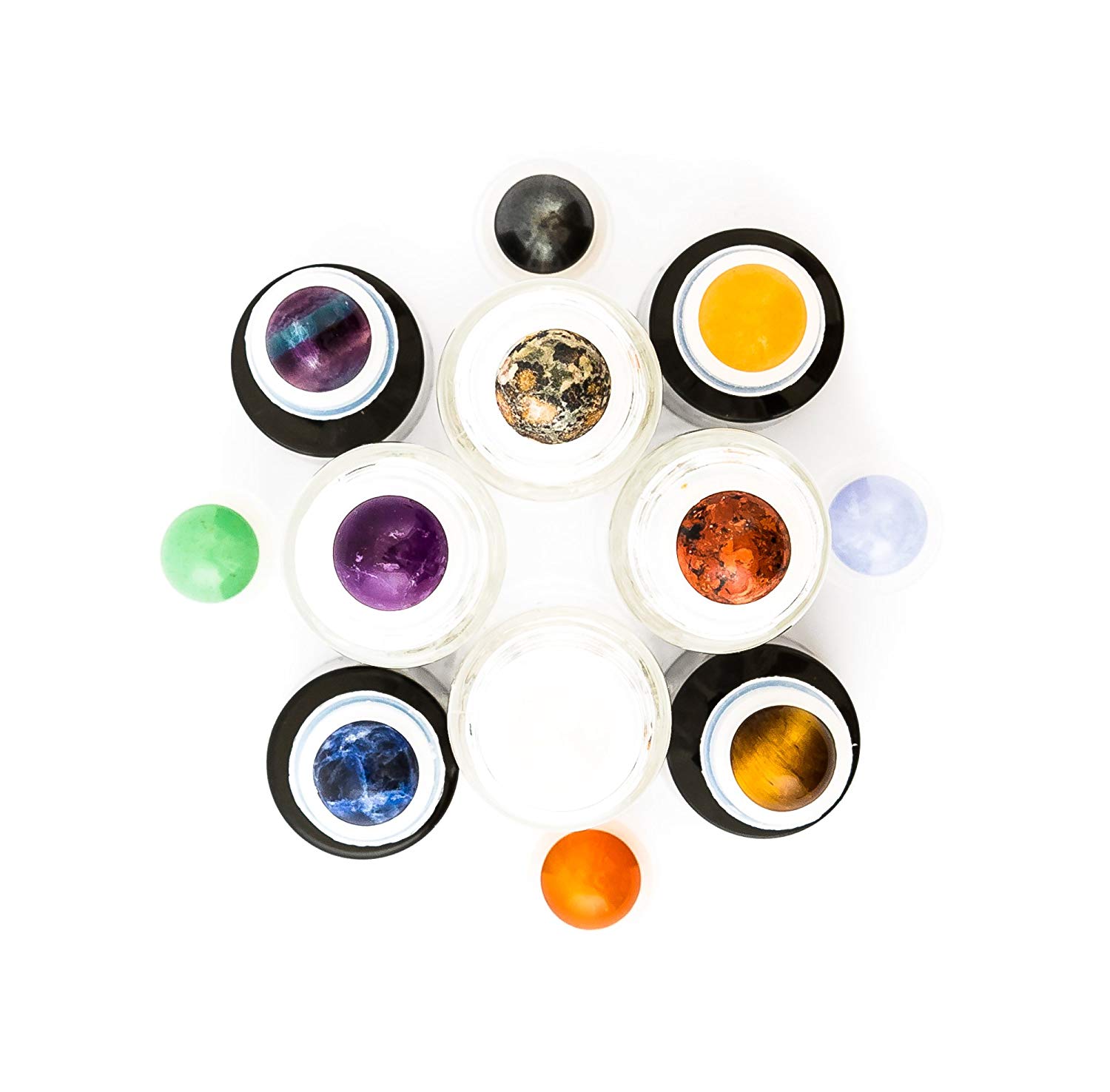Gemstone Roller Bottle For Essential Oils Beautiful Glass Roller Bottles With Precious Gemstones and Crystals Tops