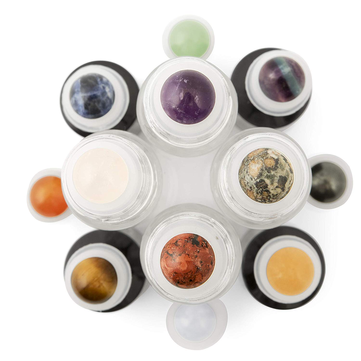 Gemstone Roller Bottle For Essential Oils Beautiful Glass Roller Bottles With Precious Gemstones and Crystals Tops