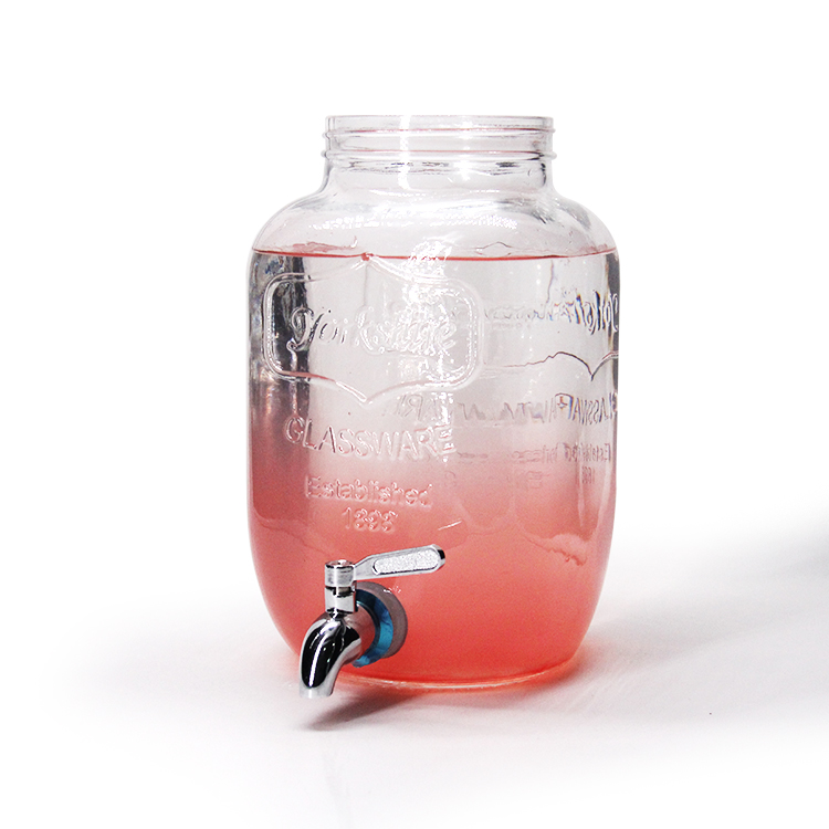 Gift Beverage Set Glass Dispenser Jar With Mason Jar