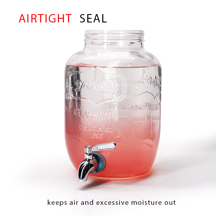Gift Beverage Set Glass Dispenser Jar With Mason Jar
