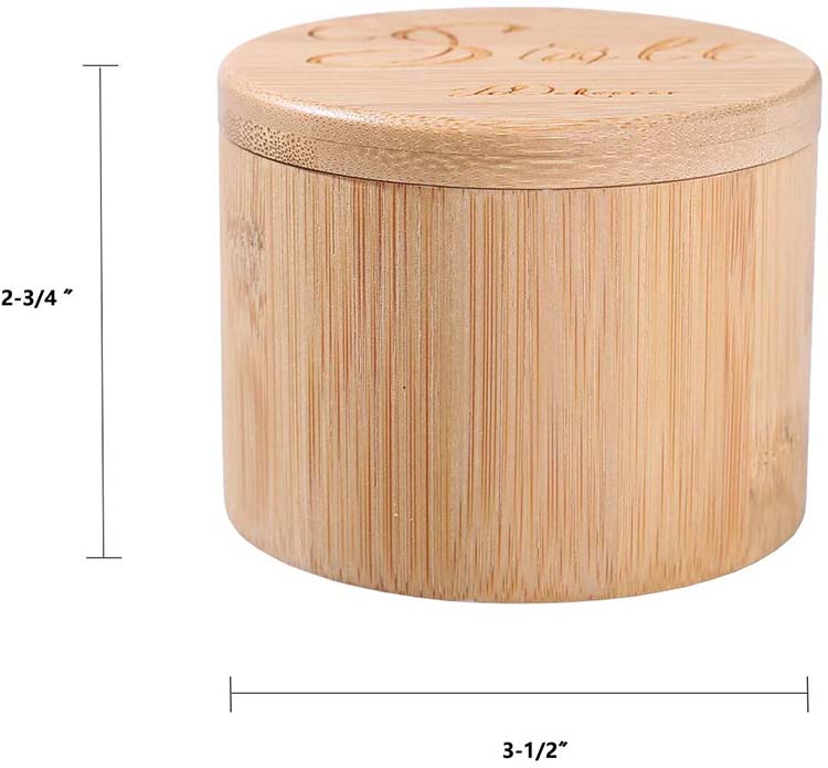 Gift Home Decor Kitchen Storage Magnetic Swivel Bamboo Salt Box