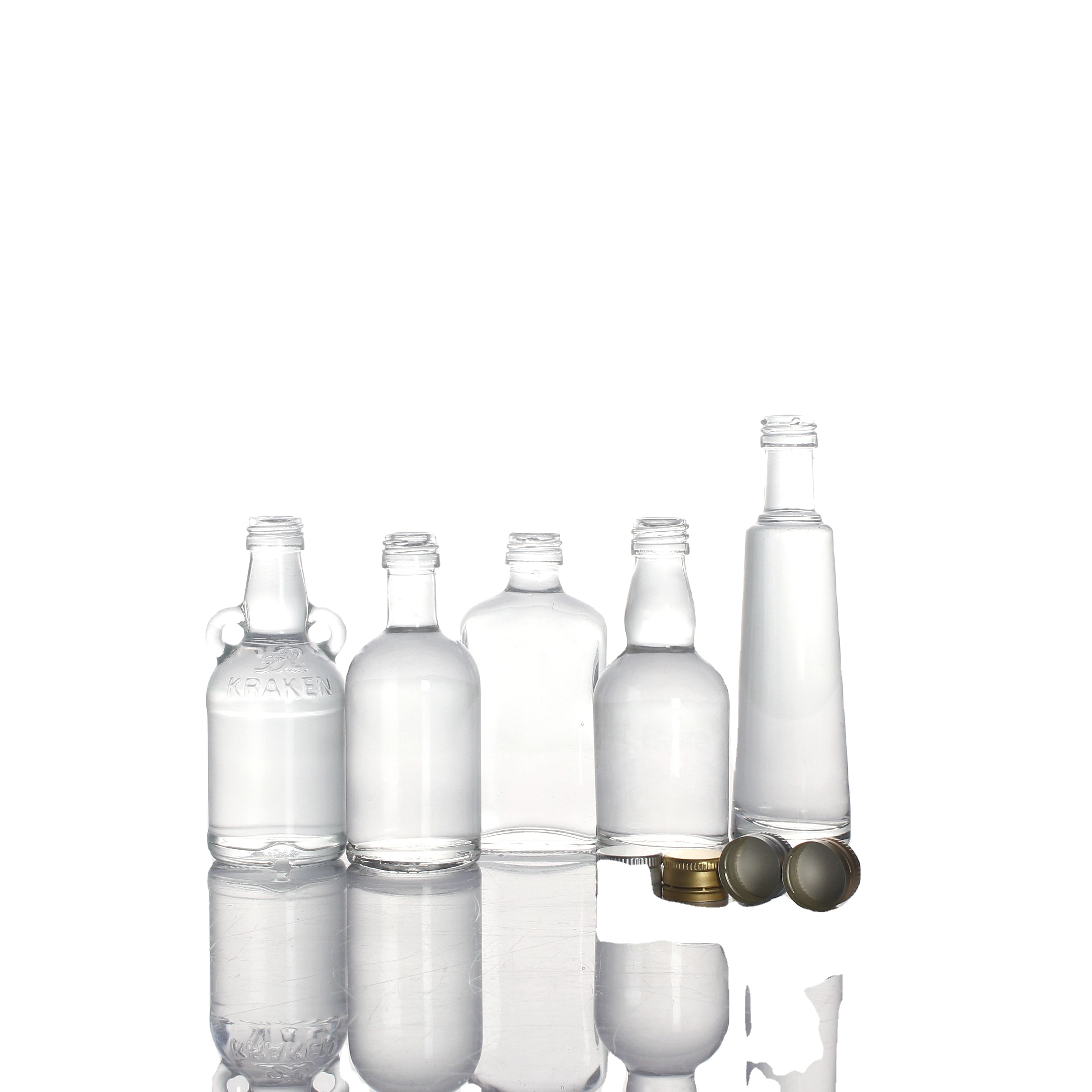Gin Bottles Brandy Spirits Glass with 18mm Ropp Caps 50ml Vodka Whisky Rum Gin Spirit Liquor Glass Bottles Screw Cap Beverage