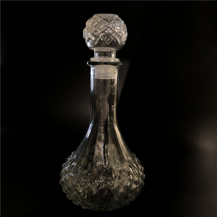 Gin Glass Bottle Transparent Cork Beverage Custom Shaped Round Bottom 300ml Spirits with Cork Stopper