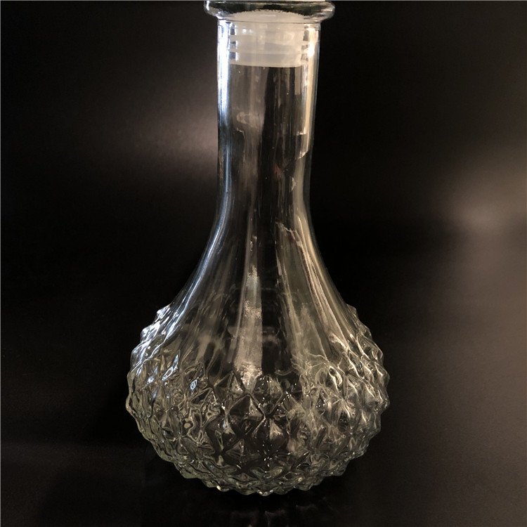 Gin Glass Bottle Transparent Cork Beverage Custom Shaped Round Bottom 300ml Spirits with Cork Stopper