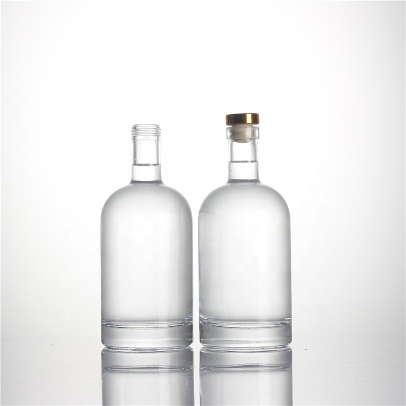 Gin Spirits Liquor Extra Flint Cork Stop Cap Bottles Transparent Oslo Glass Vodka Cork Top Round Beverage 700ml for Rum Whisky