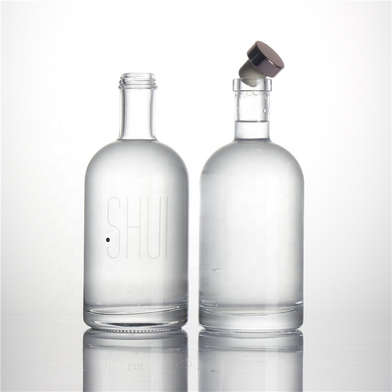 Gin Spirits Liquor Extra Flint Cork Stop Cap Bottles Transparent Oslo Glass Vodka Cork Top Round Beverage 700ml for Rum Whisky