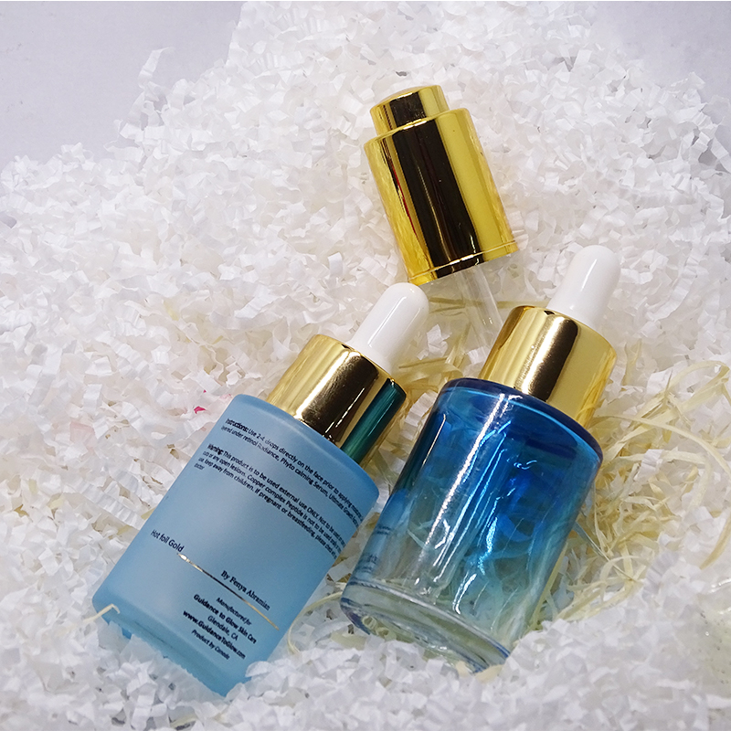 Glass 10ml 20ml and 50ml Essential Oil Dropper Bottles Blue Skin Care Cream Screen Printing Personal Care Flat Shoulder Round