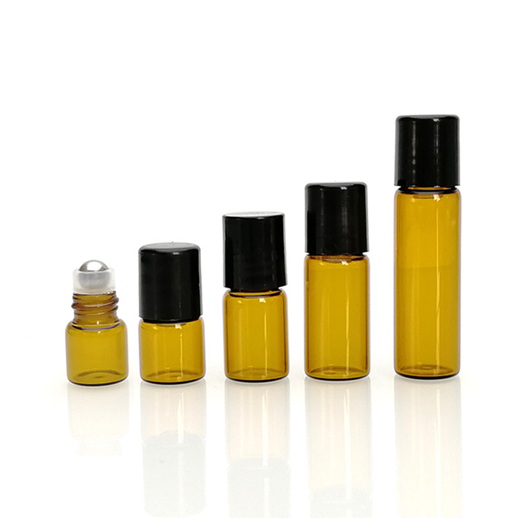 Glass 1ml 2ml 3ml 5ml amber blue clear perfume oil eye cream roll on bottle with roller ball