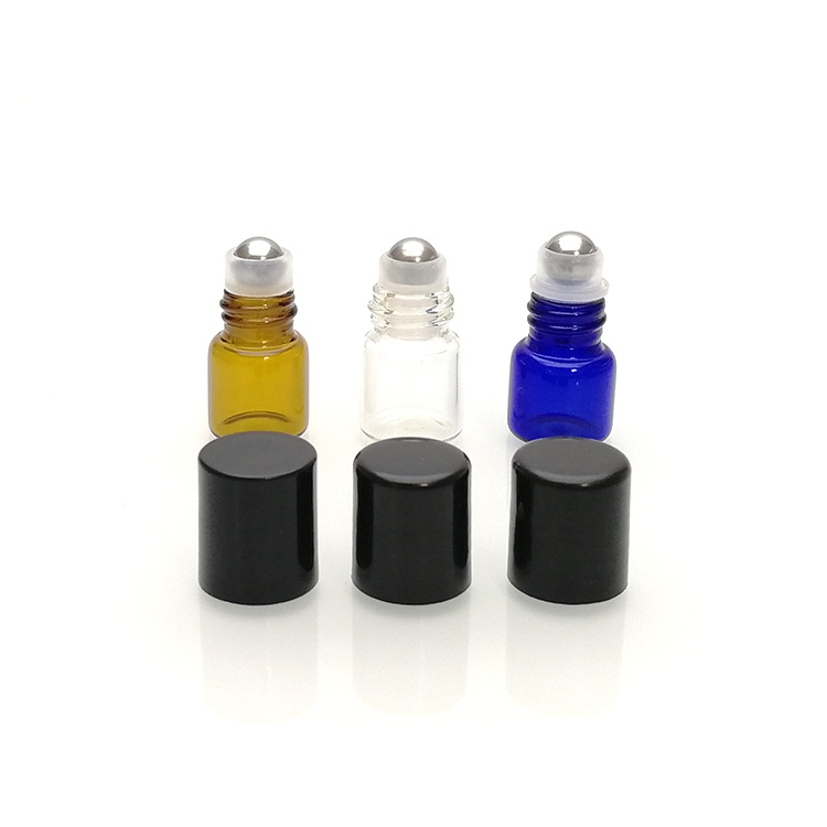 Glass 1ml 2ml 3ml 5ml amber blue clear perfume oil eye cream roll on bottle with roller ball