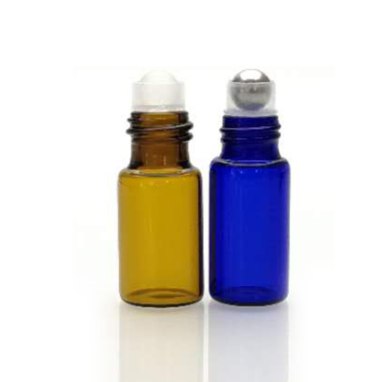 Glass 1ml 2ml 3ml 5ml amber blue clear perfume oil eye cream roll on bottle with roller ball