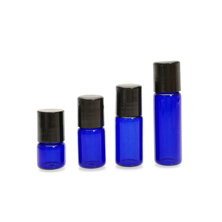 Glass 1ml 2ml 3ml 5ml amber blue clear perfume oil eye cream roll on bottle with roller ball