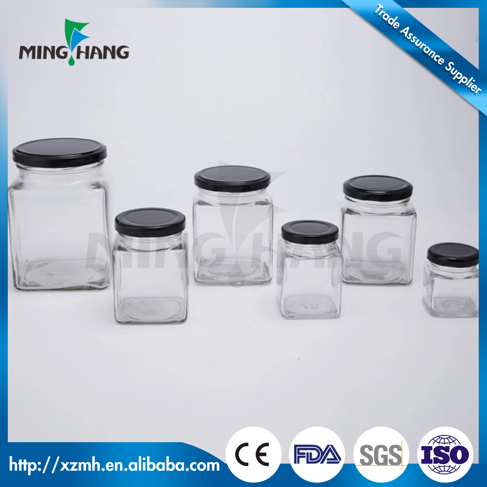 Glass 300 ml mason 380ml 250 ml 65g 100ml glass hexagon jar with metal lid glass jar for honey