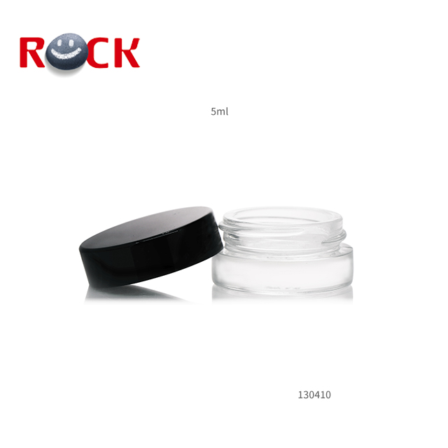 Glass 5ml 7ml cosmetic jar, empty eye shadow cream jar bottles with white black lids