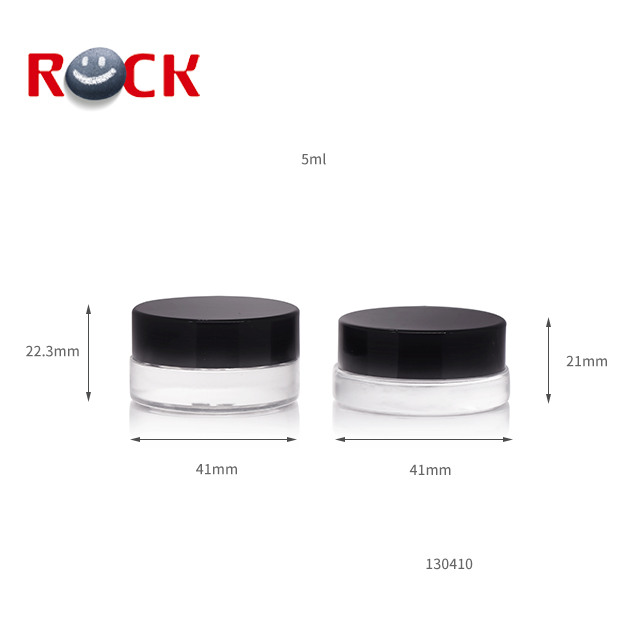 Glass 5ml 7ml cosmetic jar, empty eye shadow cream jar bottles with white black lids