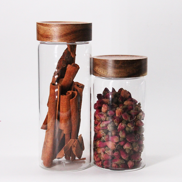 Glass Airtight Storage Jars Set, Kitchen Food Storage Canister Containers With Bamboo Lid