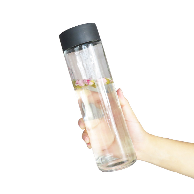 Glass Bottle 375ml 400ml 500ml VOSS Style Mineral Water Glass Bottle with Screw Plastic Cap