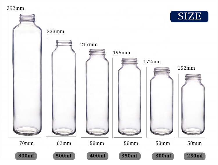 Glass Bottle 375ml 400ml 500ml VOSS Style Mineral Water Glass Bottle with Screw Plastic Cap