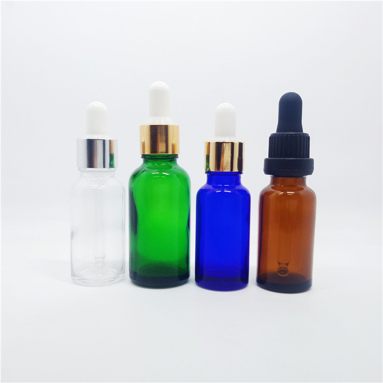Glass Bottle Black Glass Perfume Dropper Bottle Glass Products Essential Oil Clear Cosmetic Packing Carton Box Screw Cap Round