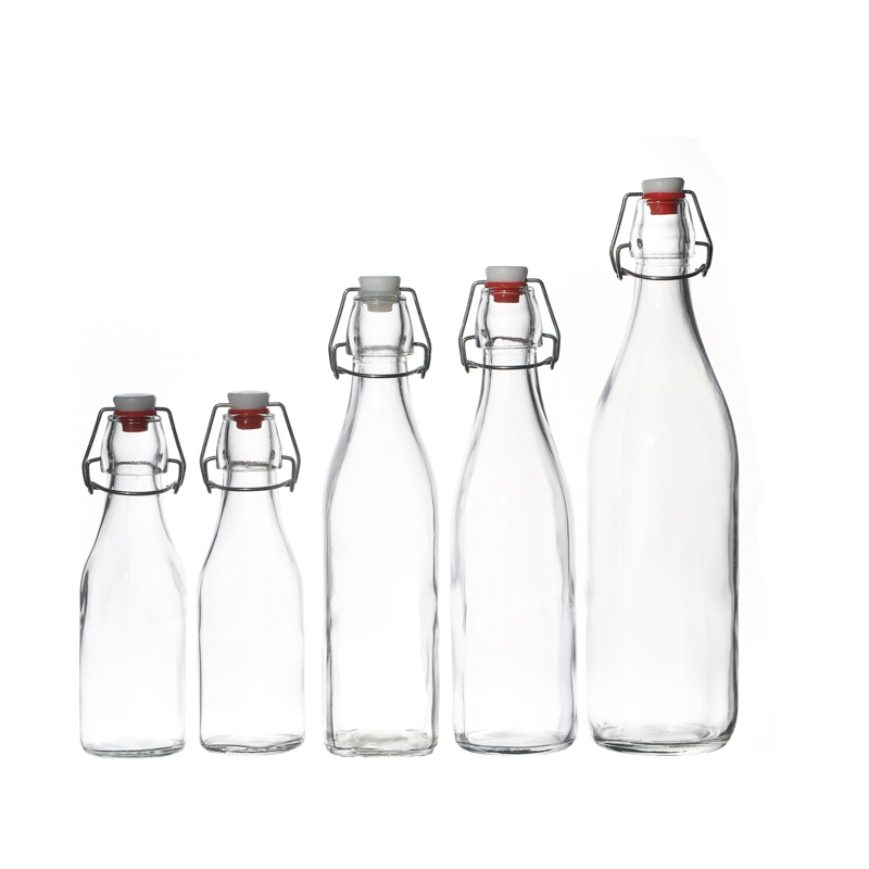 Glass Bottle Factory Flint High Quality Package Customize Beverage Glass Bottle with lids
