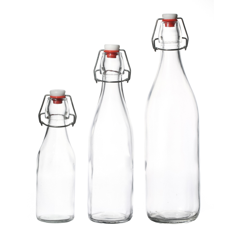 Glass Bottle Factory Flint High Quality Package Customize Beverage Glass Bottle with lids