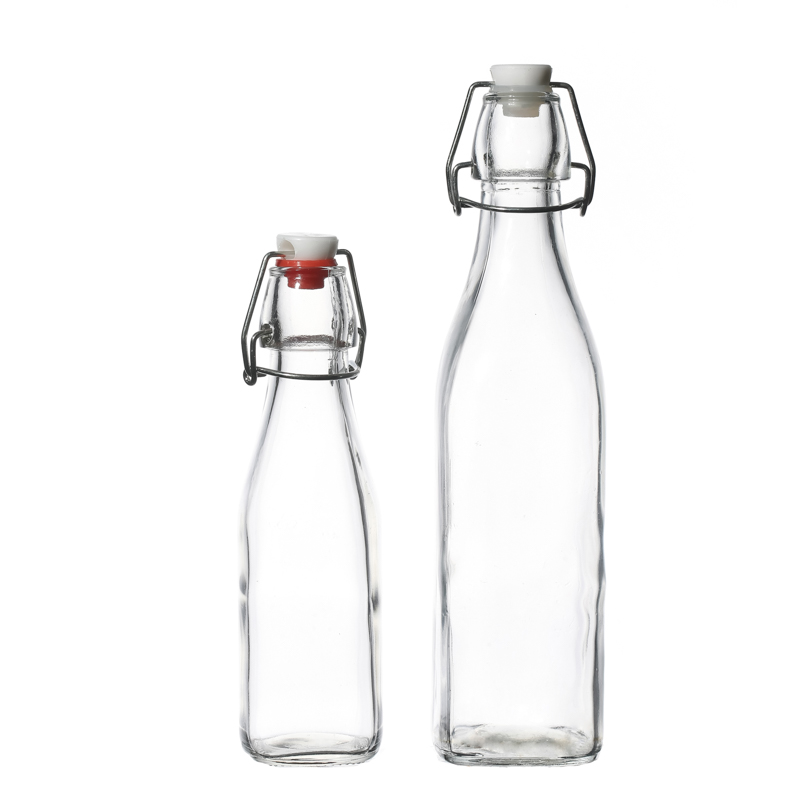Glass Bottle Factory Flint High Quality Package Customize Beverage Glass Bottle with lids