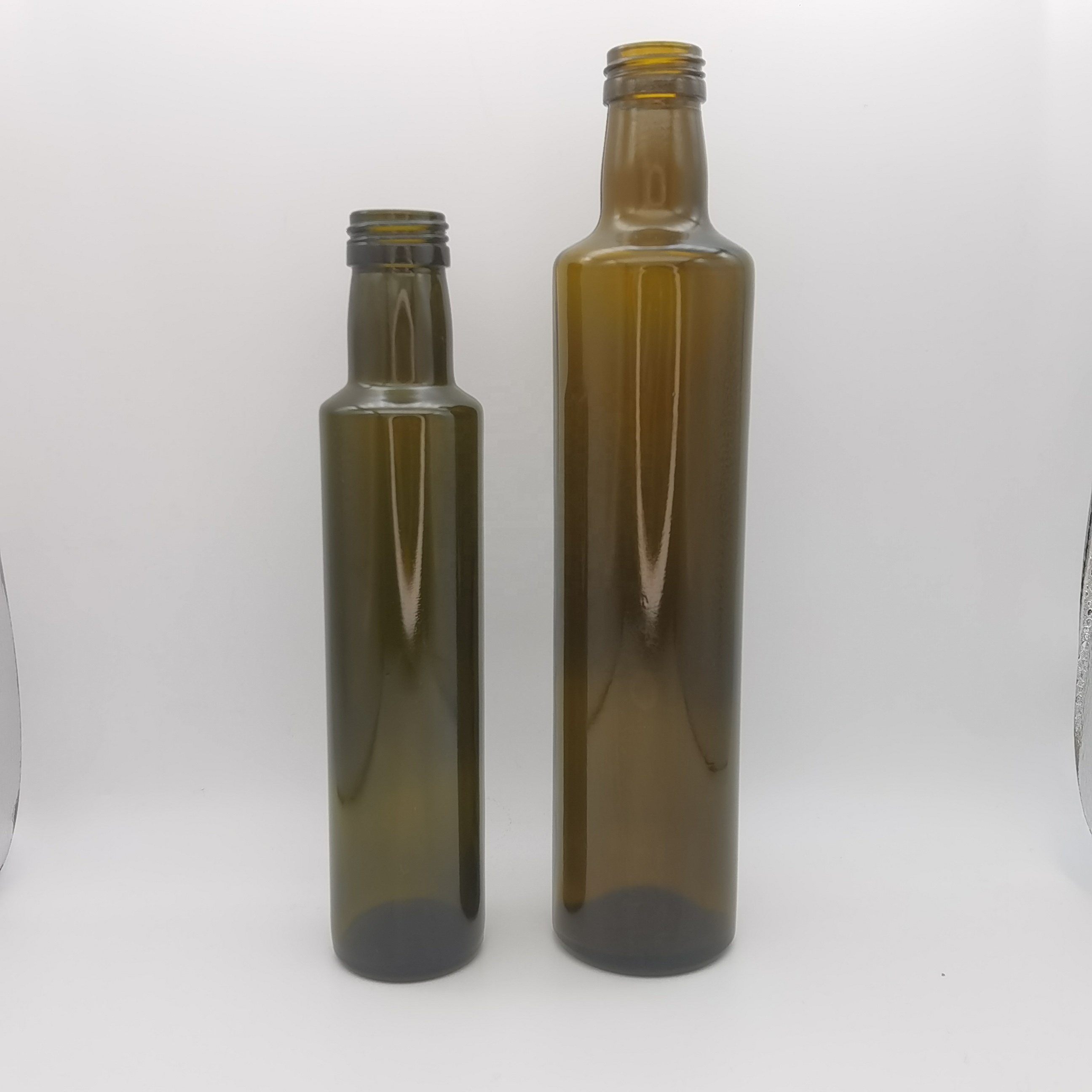 Glass Bottle Green Olive Oil Package Screen Printing Wine Cooking Oil Screw Cap 250ml Doric Antique for Cooking
