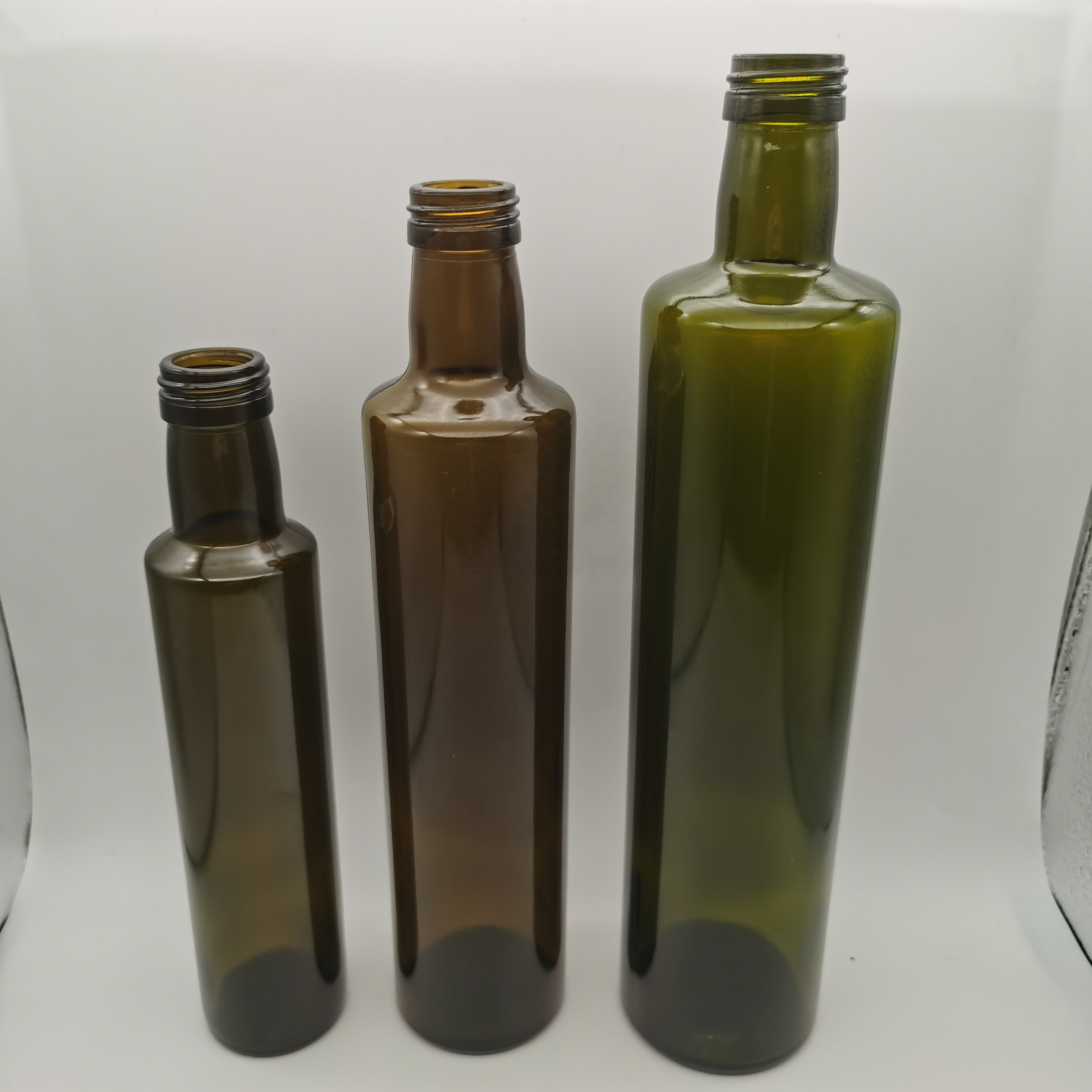 Glass Bottle Green Olive Oil Package Screen Printing Wine Cooking Oil Screw Cap 250ml Doric Antique for Cooking
