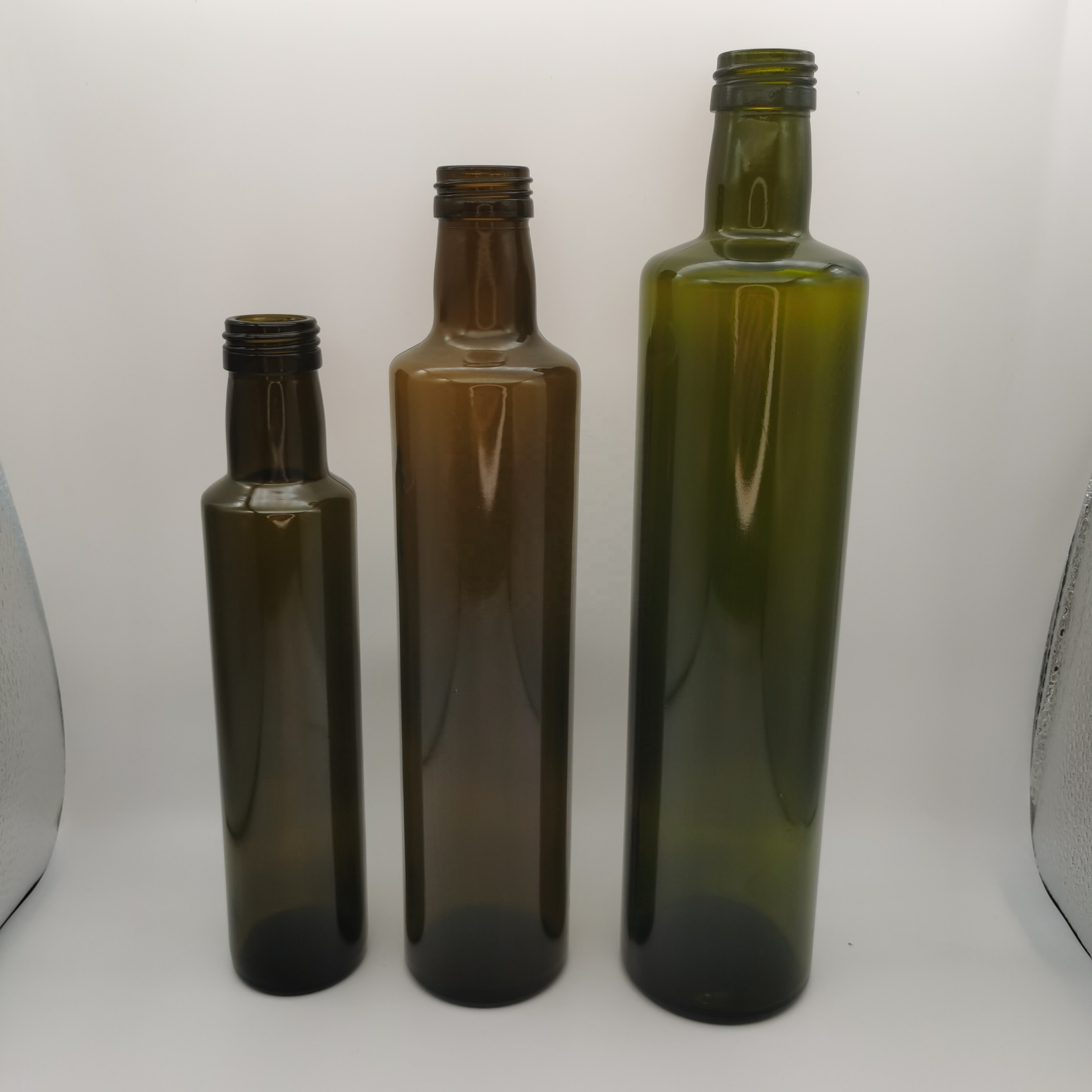 Glass Bottle Green Olive Oil Package Screen Printing Wine Cooking Oil Screw Cap 250ml Doric Antique for Cooking