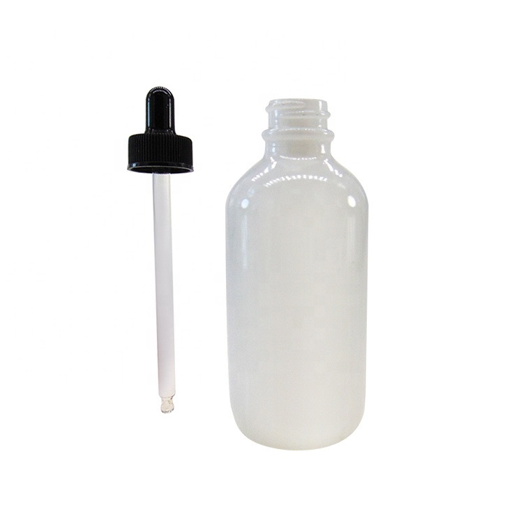 Glass Bottle Liquid Soap 8 oz. 240Ml White Glass Boston Round With plastic pump