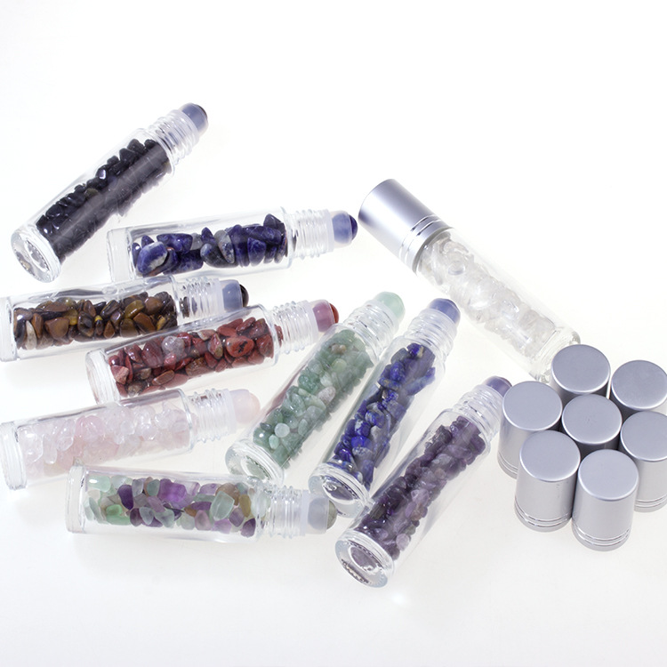 Glass Bottle Manufacturer Healing Crystal Essential Oil Bottle Glass Perfume Bottle Oil Roller Ball