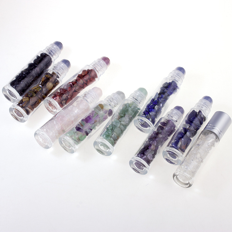 Glass Bottle Manufacturer Healing Crystal Essential Oil Bottle Glass Perfume Bottle Oil Roller Ball