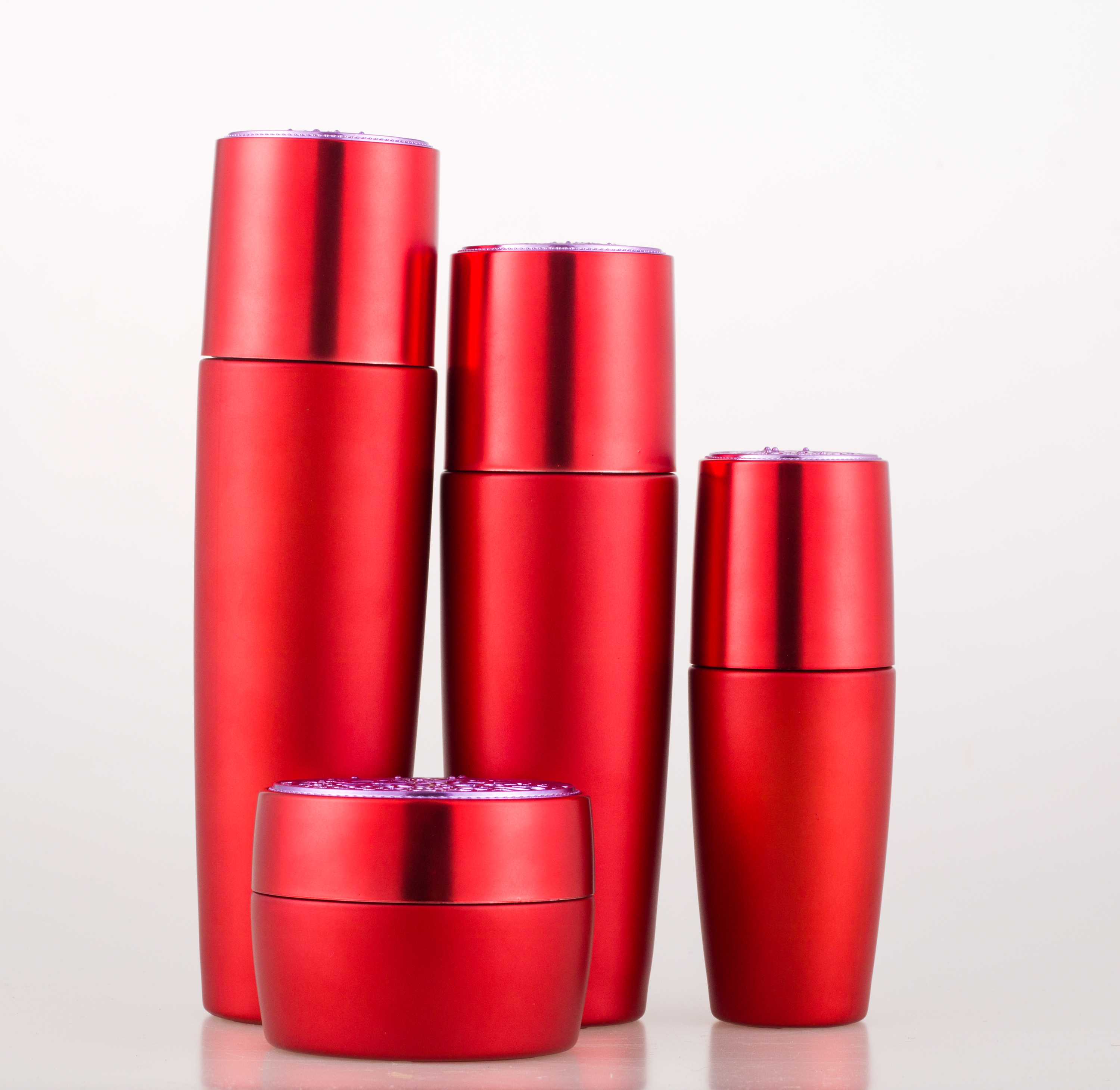 Glass Bottle Rose Red with Golden Lid Glass Products Skin Care Cream Screen Printing Personal Care 50G 40ML 100ML 120ML Cylinder