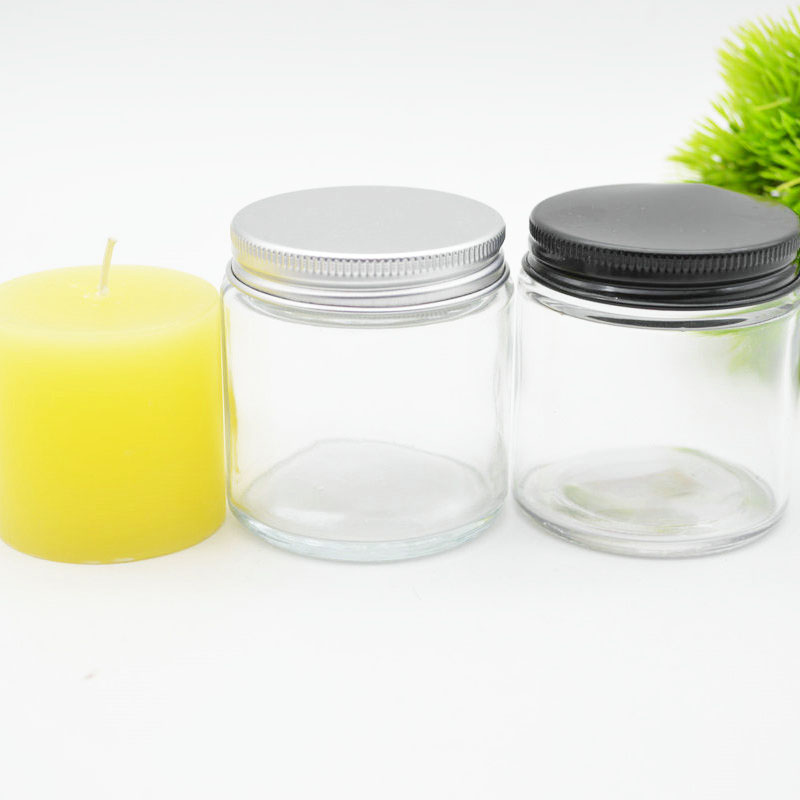 Glass Candle Jar Clear Luxury Custom  empty Metal Storage Lid Cream Glass Candle Jar