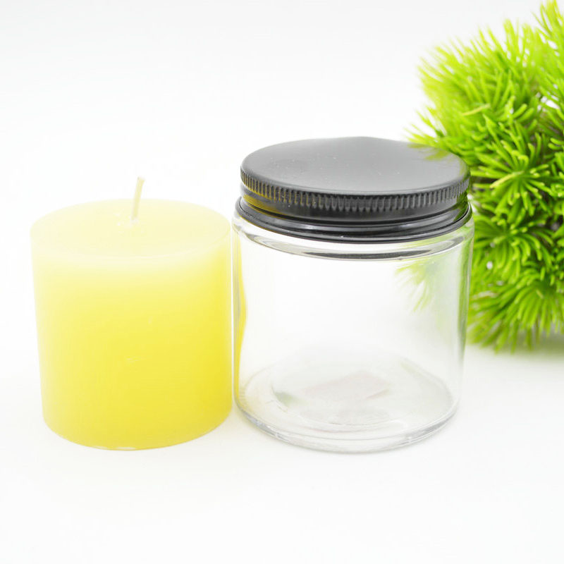 Glass Candle Jar Clear Luxury Custom empty Metal Storage Lid Cream Glass Candle Jar