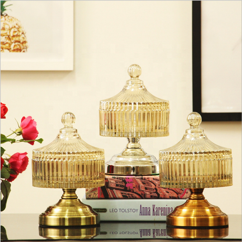 Glass Candy Jar For Candy Nuts Small Things Home Hotel Restaurant Wedding Gold Luxury Lead-Free Glass Jar For Dry Fruit