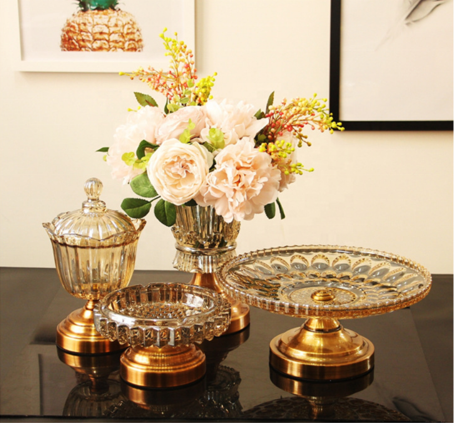 Glass Candy Jar For Candy Nuts Small Things Home Hotel Restaurant Wedding Gold Luxury Lead-Free Glass Jar For Dry Fruit