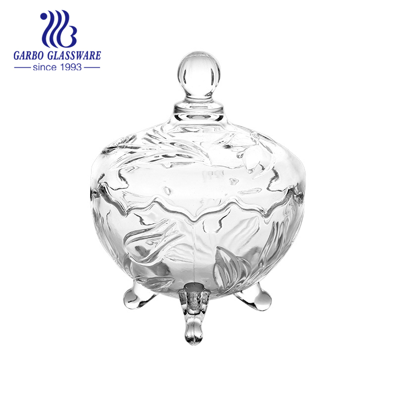Glass Candy Jar, crystal glass sugar bowl, decorative glass candy jar classic glassware for home restaurant using with quality